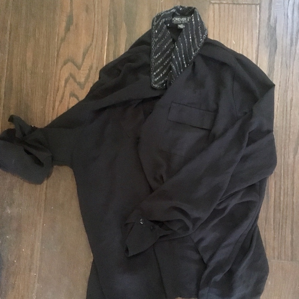 Sheer sparkly black shirt